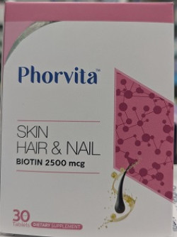 Phorvita Skin Hair & Nail Biotin 2500 mcg Tablets 30's